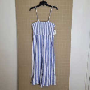 Wave Zone Womens Swim Cover Up Size XL Blue White Stripe Capri Jumpsuit NWT